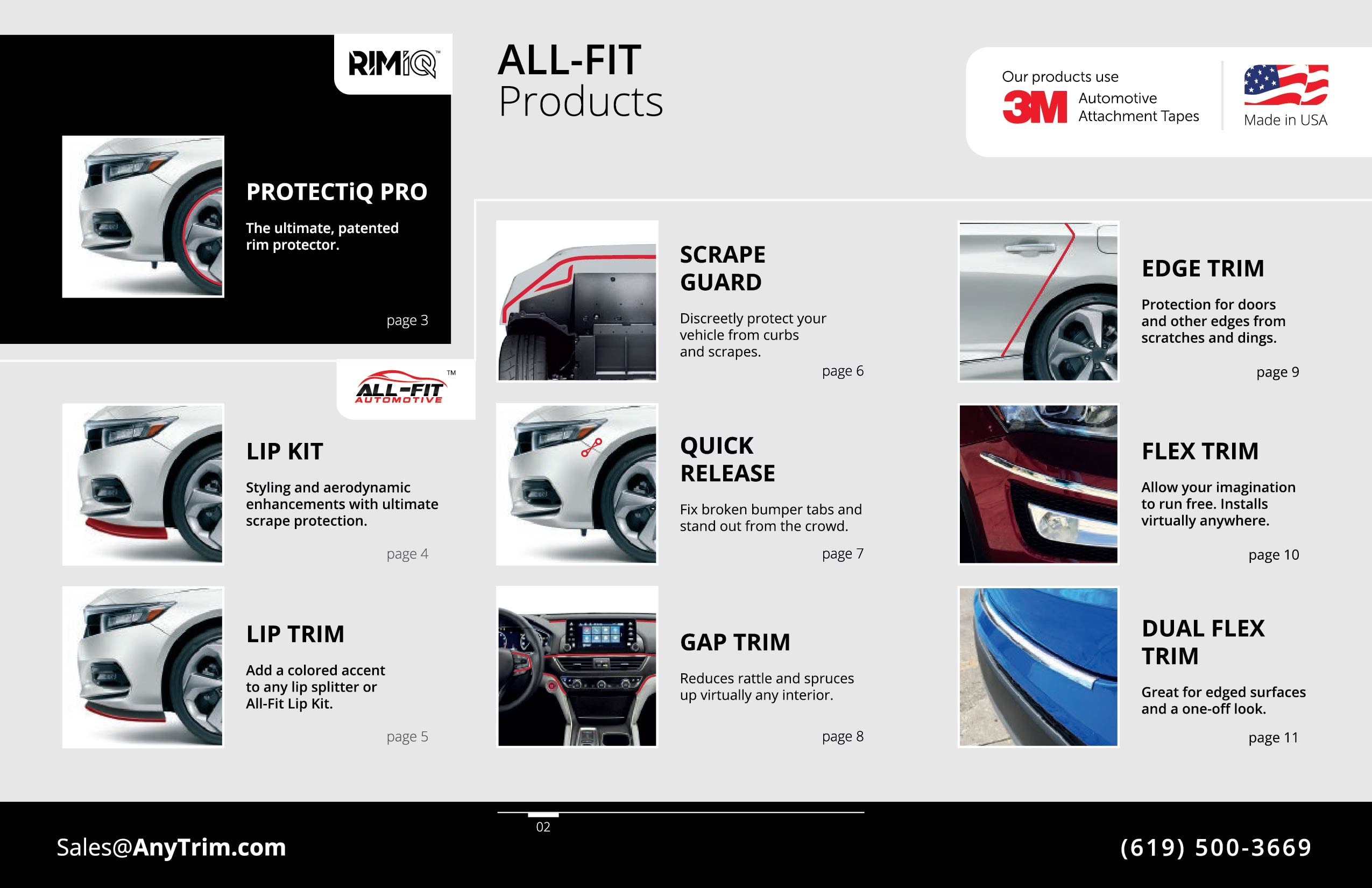 ALL-FIT Products overview — PROTECTiQ PRO, Lip Kit, Lip Trim, Scrape Guard, Quick Release, Gap Trim, Edge Trim, Flex Trim, Dual Flex Trim