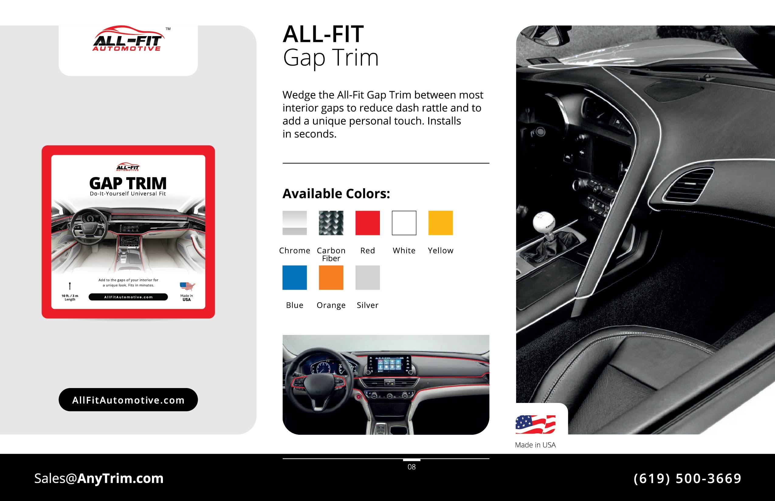 ALL-FIT Gap Trim — reduces dash rattle, available colors